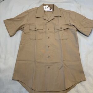 New US Navy Flying Cross Uniform Shirt Mens M/L Khaki Short Sleeve Button